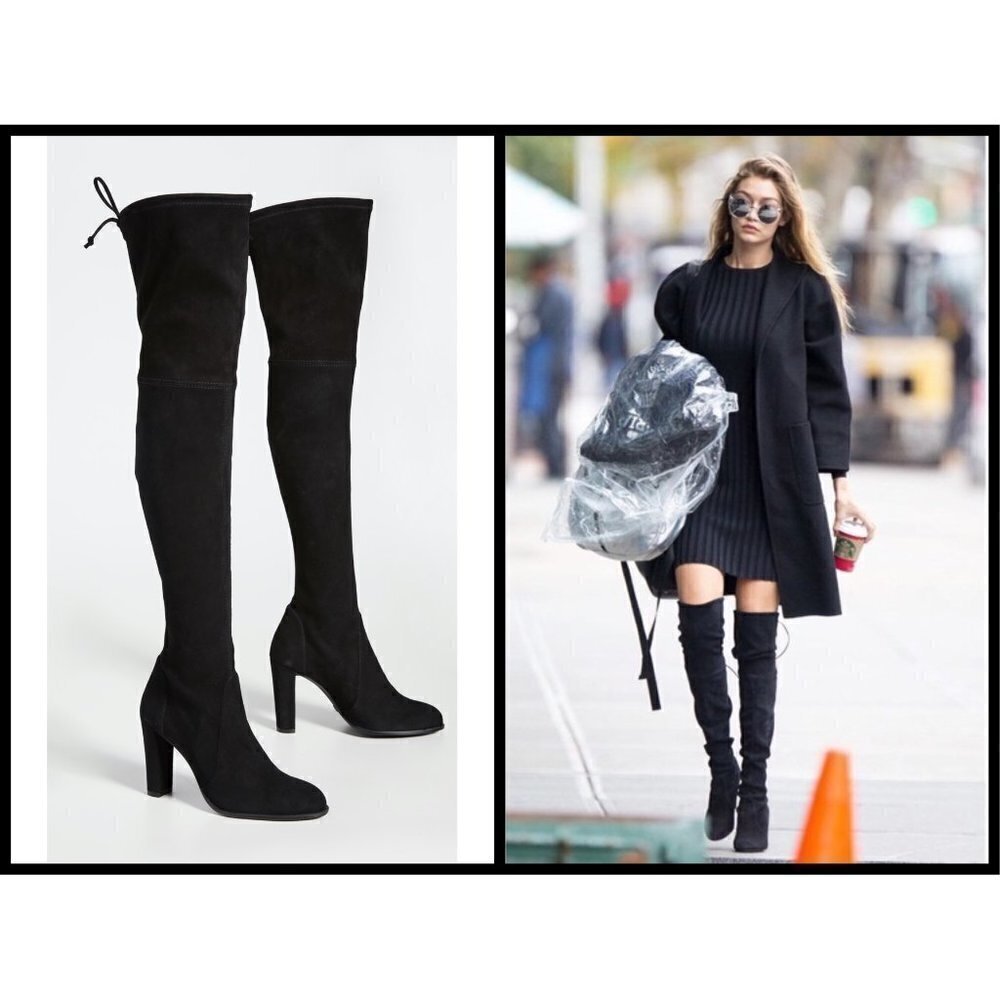 💕STUART WEITZMAN💕 Highland Suede Over-the-Knee Boots ~ Black 7.5